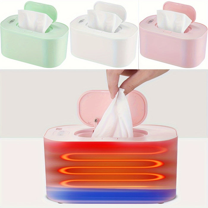 [Adjustable Temperature USB Wipe Warmer] Portable USB Youngsters Wipe Warmer with Adjustable Temperature (40-60°C) - Large Capacity, Smart Dispenser for Youngsters' Comfort & Convenience - Ideal for Home, Car, Travel - Green
