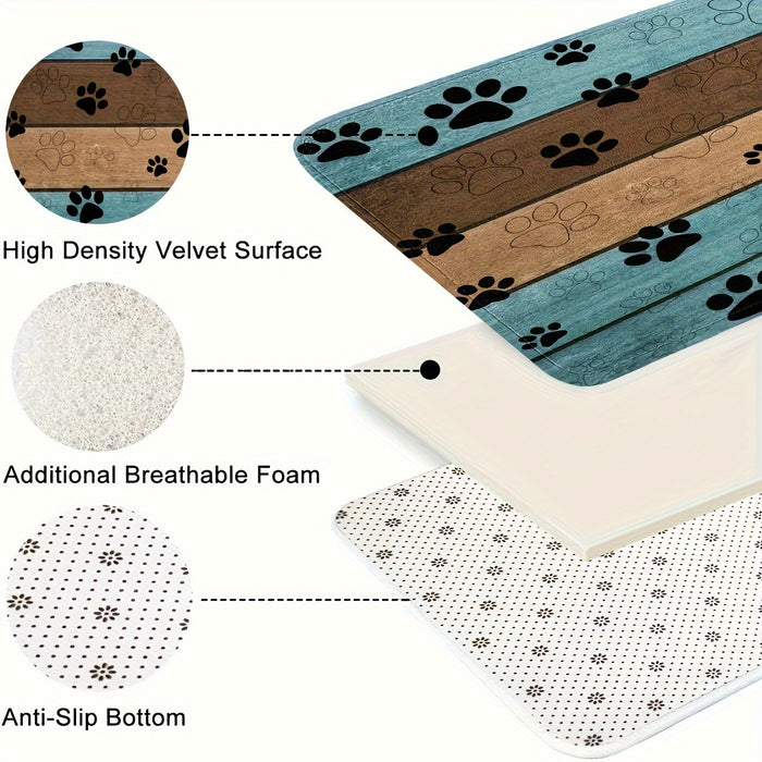 1pc Waterproof Dog Paw Print Doormat, Absorbent & Quick-Drying Dog Rug with Non-Slip Backing for Muddy Paws Entrance