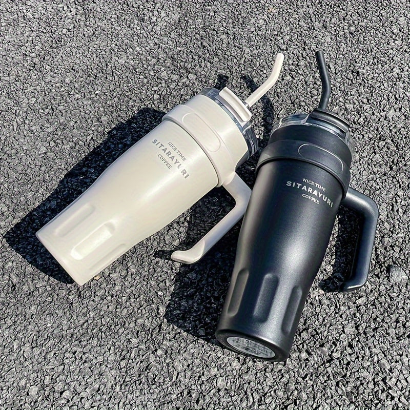 1140ML Stainless Steel Large Capacity Water Cup, Insulation Car and Simple Office Straw Ice Tumbler