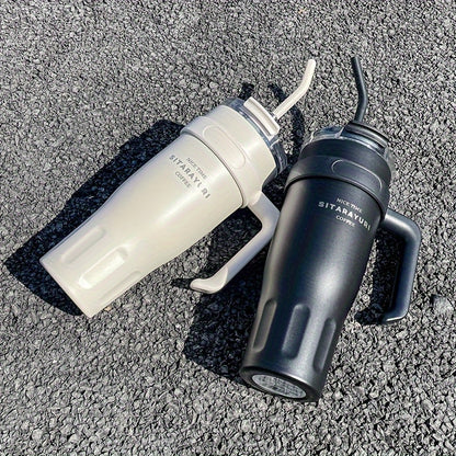 1140ML Stainless Steel Large Capacity Water Cup, Insulation Car and Simple Office Straw Ice Tumbler