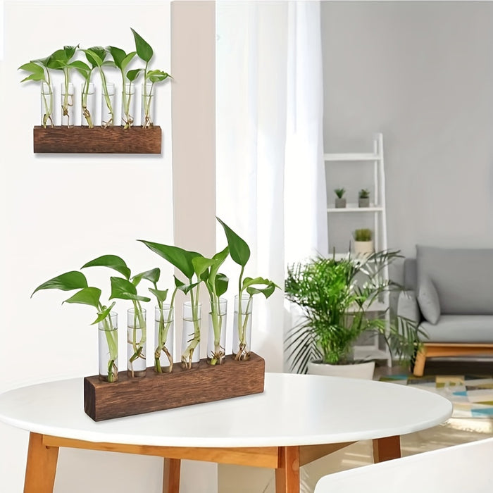 Glass Plant Propagation Station With 6 Test Tubes, For Plants In Home Office, Garden, Living Room, Bedroom, Glass Container For Plants, Gift For Ladies