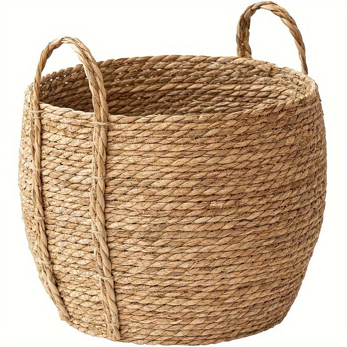 Handcrafted Nordic-Inspired Seaweed Woven Flower Pot - Versatile, Painted Finish, Slide-Out Shelf Design for Home & Garden Decor