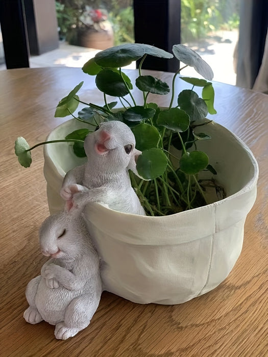 [Easter Resin Rabbit Sculpture] Easter-Themed Resin Rabbit Sculpture - Charming Animal Statue for Garden, Office Decor & Succulent Planters