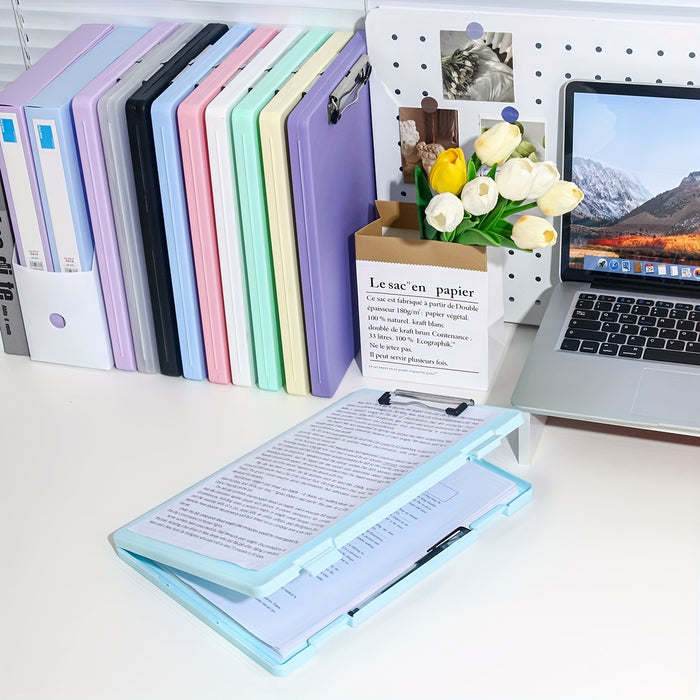 A4 File Folder Storage Box with Clip, Large Capacity for Student Test Papers, Subject Classification, Multi-functional for Music and Information Books