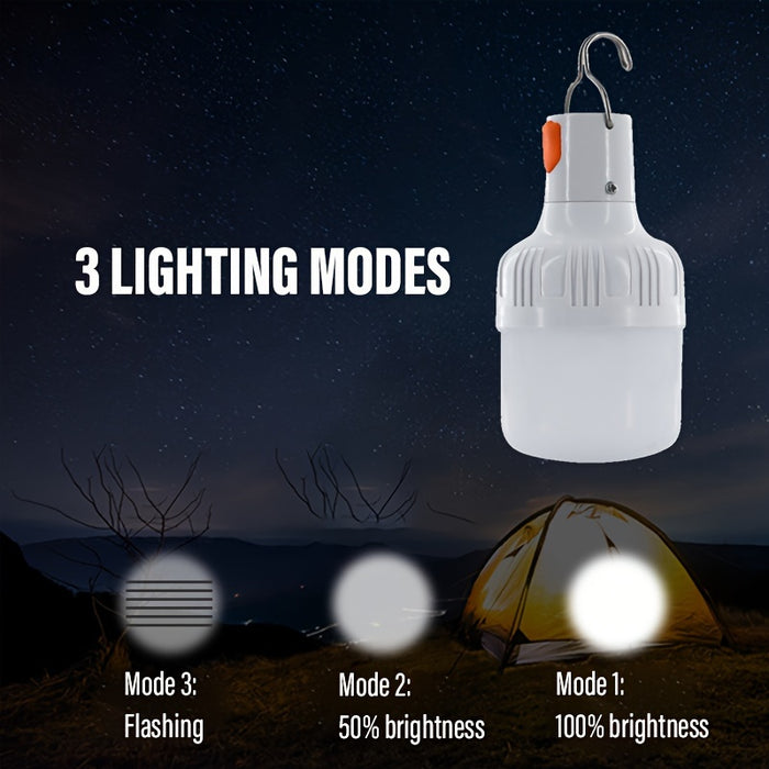 Outdoor USB Rechargeable Flashlight, LED Bulb, Portable Lantern Night Light, High Brightness Lamp, Camping Handheld Light with Hook, Suitable for Emergencies, Exploration, Camping, And Fishing.