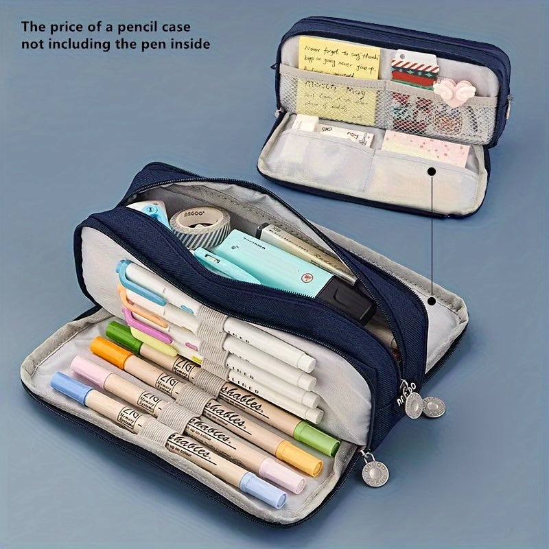 Large Capacity 3-Layer Pencil Case for Students: Japanese/Korean Style Multifunctional Pencil Bag