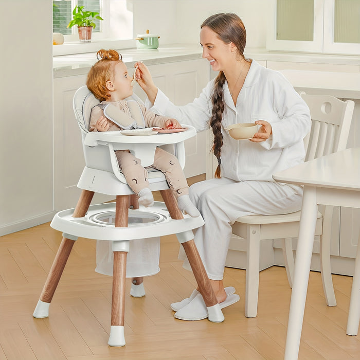 14-In-1 Baby High Chair Baby Seat, Convertible Multifunctional Infant And Toddler High Chair With Activity Center And Tray (Wood Grain) As Halloween, Christmas Gift