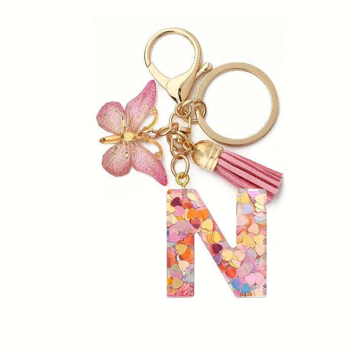 1pc Initial Letter Keychain Pendant Resin Letter Keychain Purse Backpack Accessories