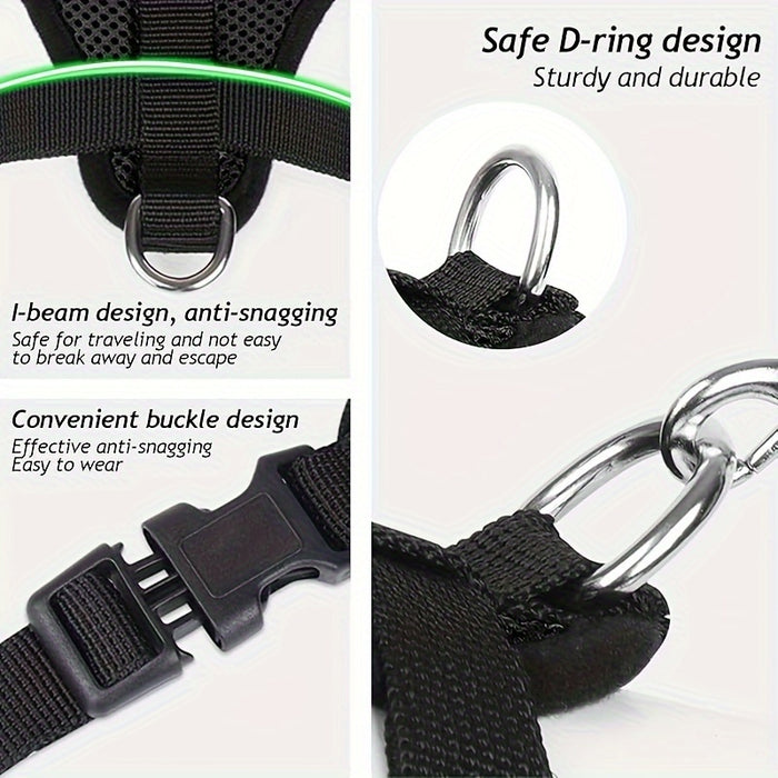 Dog Harnesses Leash, Mesh Cloth Pet Collars, Puppy Breathable Reflective Lead Dog Rope, Adjustable Pet Supplies Christmas Gift