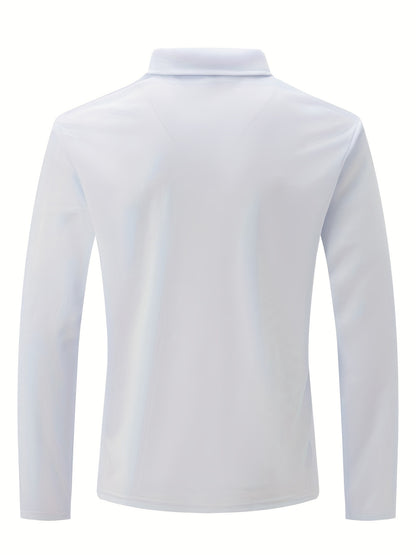 Men's Casual Long Sleeve Zipper Lapel Shirt with Chest Pocket, Spring/Fall Outdoor Wear