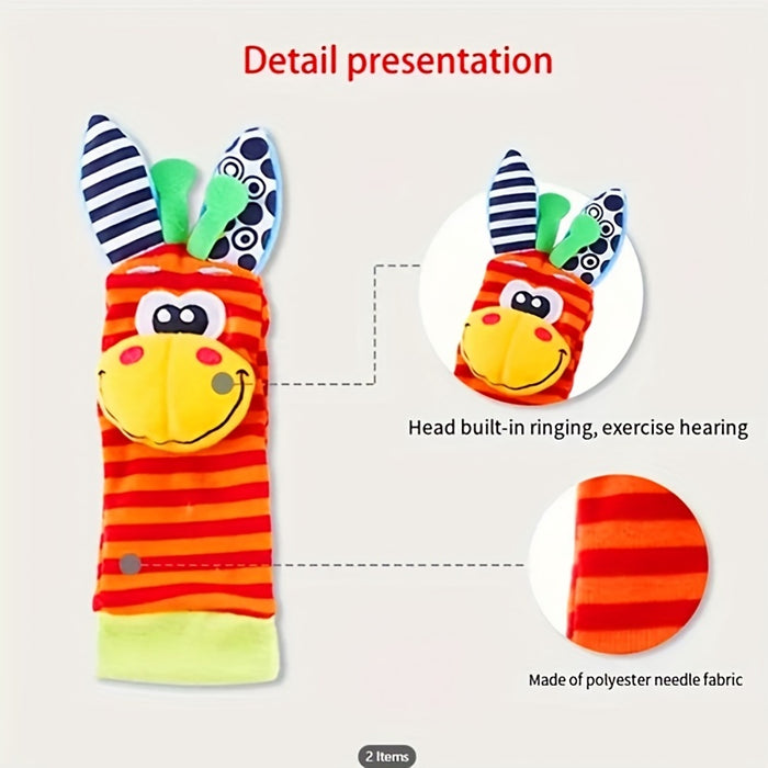 Newborn Baby Cartoon Animal Wrist Bell Rattle Socks, New Set Of And Plush Stuffed Toys, Cute And Comfortable Children'S Indoor Socks, Colourful And Diverse Styles, Gifts For Boys And Girls Doll Wrist Watch