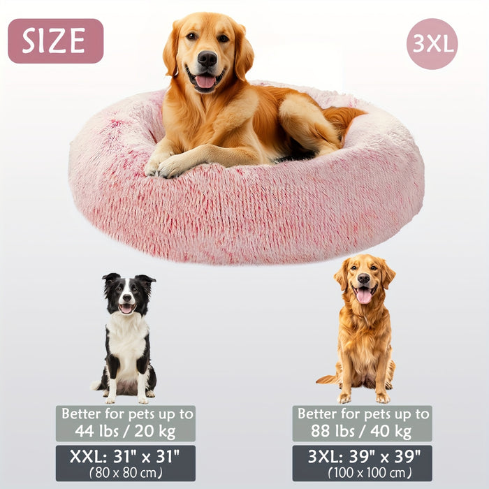Calming Dog & Cat Bed, Donut Cuddler Warming Cozy Soft Round Bed, Fluffy Faux Fur Plush Cushion Bed For Small Medium And Large Dogs And Cats (16"/20"/24"/28"/31"/39") Christmas Gift