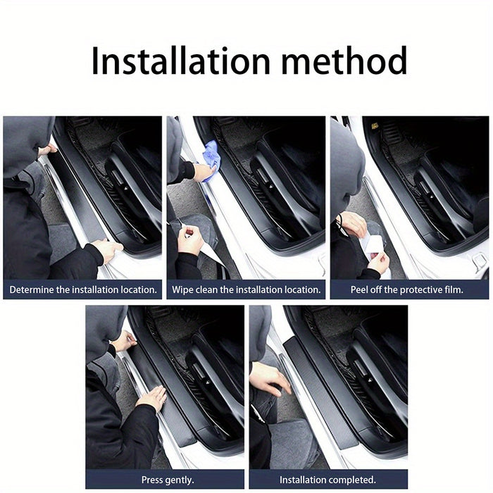 5pcs Carbon Fiber Car Door Sill Protectors - Scratch Guard Covers for 99% of Vehicles
