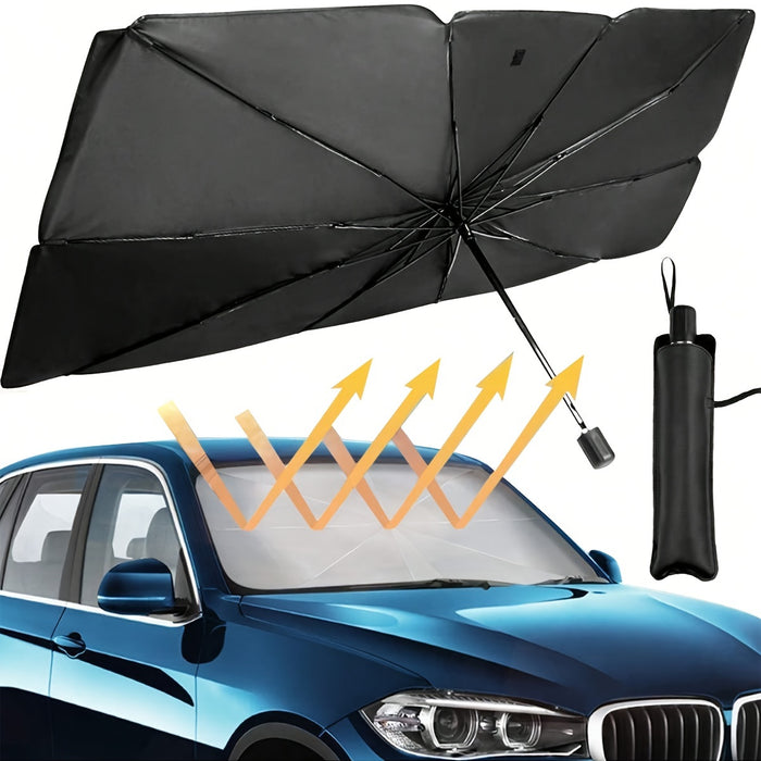 1pc Universal Foldable Car Windshield Sunshade, 140x80cm, Black, Portable for SUV, Off-Road Vehicles