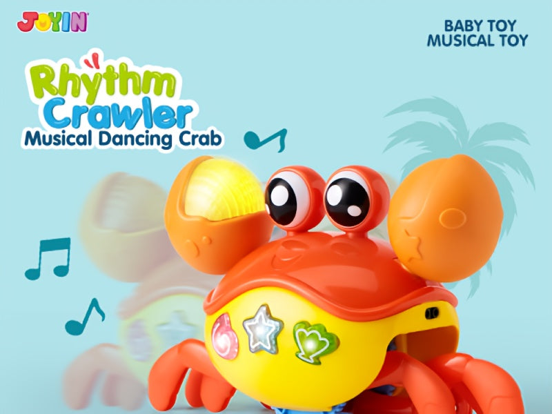 Crawling Crab Baby Toy - Tummy Time Toy, Interactive Big Crab Toy with Intelligent Sensor, Lights Buttons, Dancing Crab Auto-Avoiding Obstacles, Gift for Toddlers