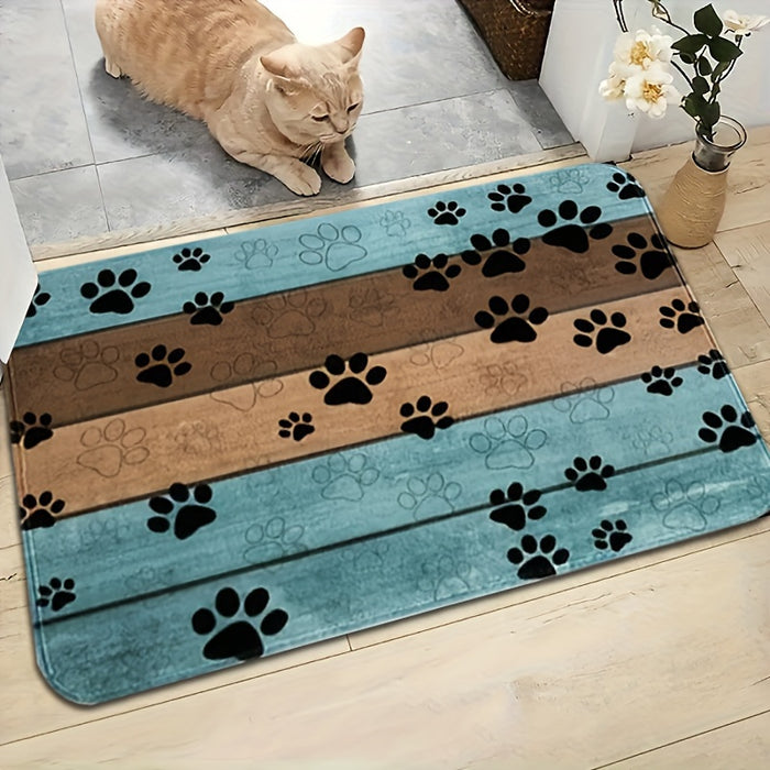 1pc Waterproof Dog Paw Print Doormat, Absorbent & Quick-Drying Dog Rug with Non-Slip Backing for Muddy Paws Entrance