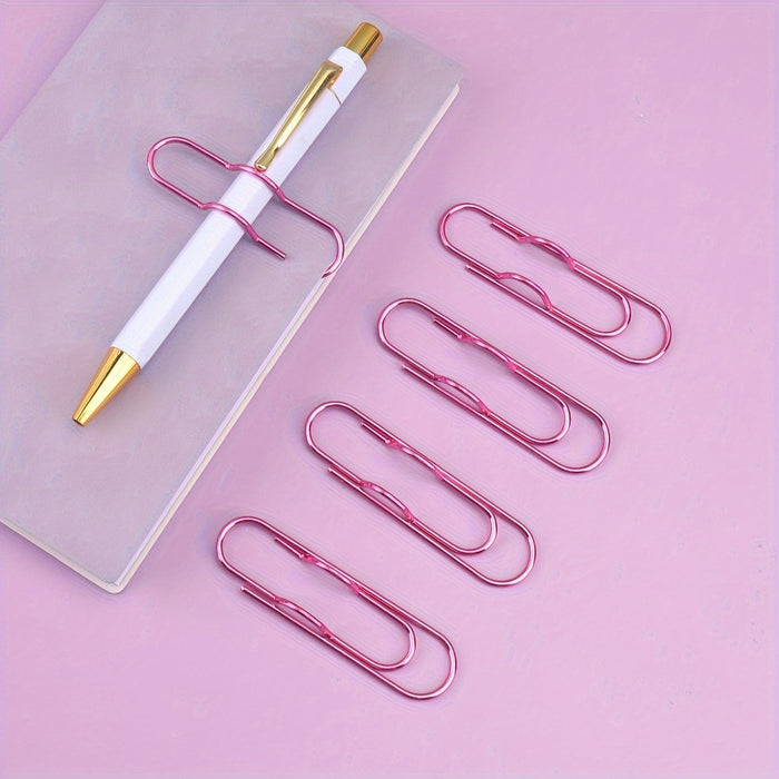 1pc/5pcs Metal Love Creative Paperclip Style Pen Holder, Simple Portable Student Notebook Holder Accessories Round Ballpoint Pen Clip