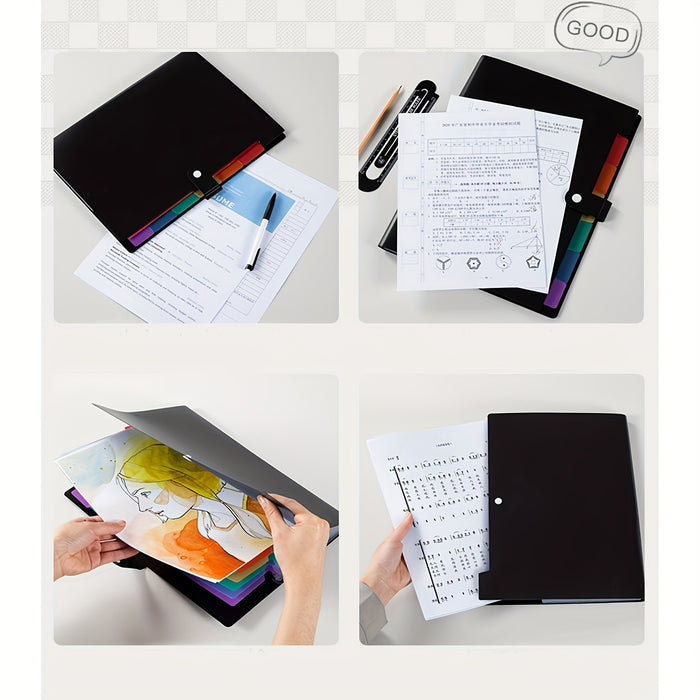 1pc 7-Pocket A4 Expanding File Folder with Labels, Multifunctional Storage Organizer for School, Office, Home