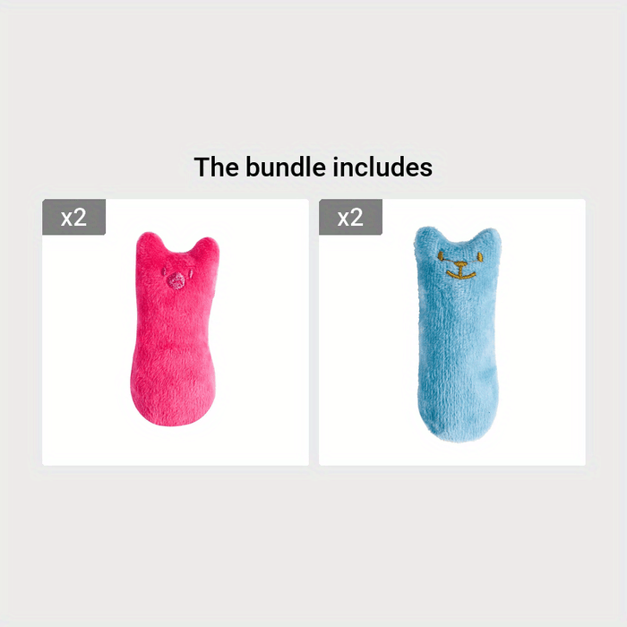 1pc Cat Design Cat Teaser Toy Containing Squeaky Plush Pillow Toy Interactive Pet Supply