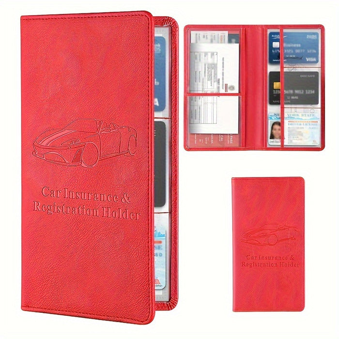 Premium Car Document Wallet for Men & Women, Faux Leather Glove Box Organizer for Registration, Insurance, Manual, and More
