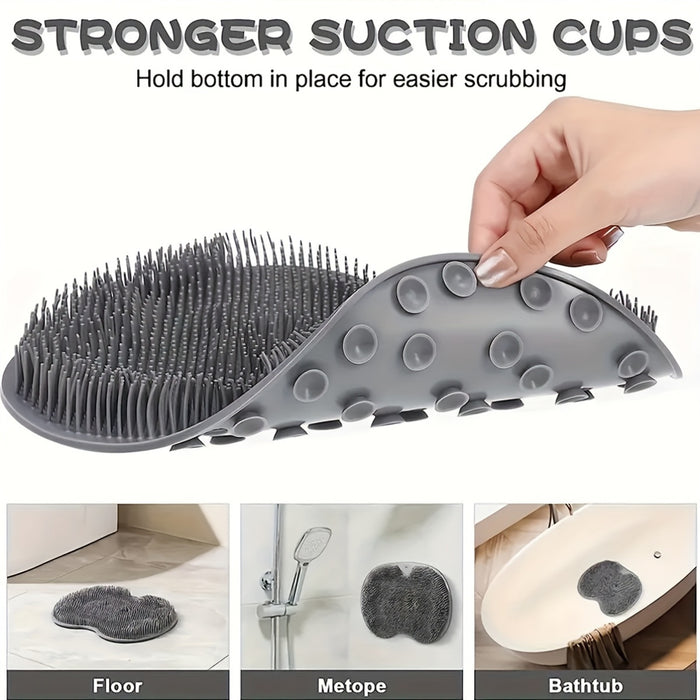 [1pc Deep Cleaning Foot Scrubber] 1pc SoftBreeze Silicone Foot Scrubber Pad with Suction Cup, Hypoallergenic Non-Slip Deep Cleaning Foot Massager for Shower, Unscented Manual Exfoliating Foot Brush for Home Bathroom Use