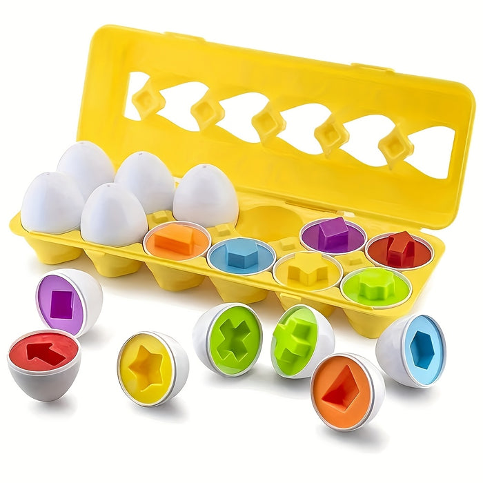 12pcs Colorful Egg Shape Matching Toy Set - Early Education Fine Motor Skills Development, Perfect for Halloween & Christmas Gifts
