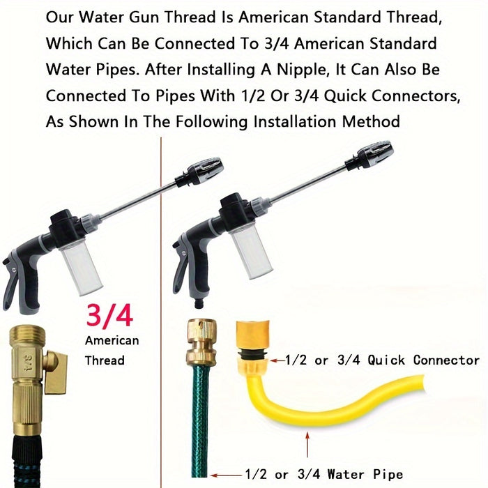 1pc High-Pressure Car Wash Water Gun, Durable Plastic, Garden Hose Nozzle, Multi-Functional Watering Tool, Powerful Cleaning for Cars & Gardens