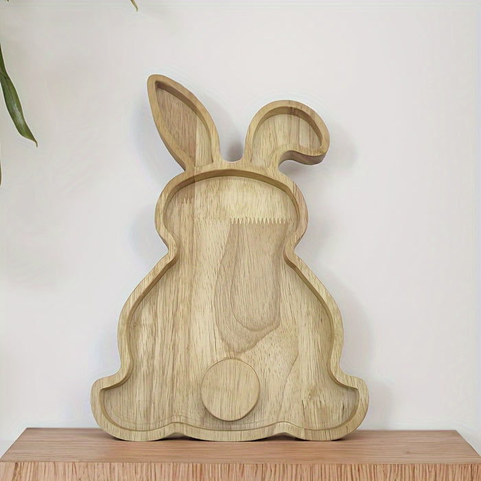Easter Bunny-Shaped Wooden Serving Tray - Contemporary Rabbit Design for Afternoon Tea & Snacks, Smooth Oil-Rubbed Finish, Ideal for Holiday Entertaining, Afternoon Tea Accessory|Bunnyshaped Design|Smooth Wooden Surface, Rabb