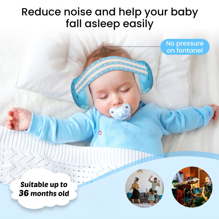 Babybond Earmuffs for 0-3 Years - Phthalate-Free Plastic Hearing Protection, Noise Cancelling Headphones for, Ideal for Halloween and Christmas Gifts, Adjustable Headband - White