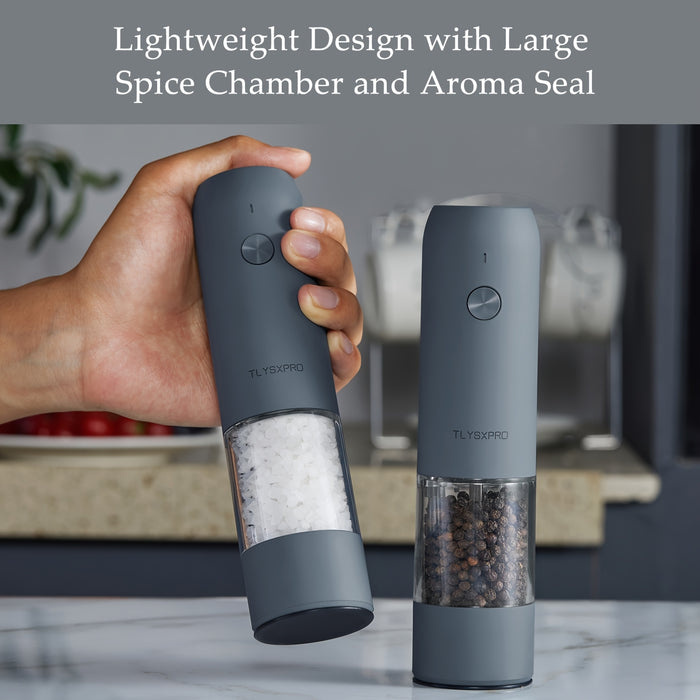 2pcs, Pepper Grinder, Household Sea Salt Ginder, Electric Adjustable Spice Grinder, Automatic Pepper Mill, Reusable USB Rechargeable Pepper Crusher for Kitchen Camping Picnic Camping, Kitchen Gadgets, Mother's Day Gifts Kitch