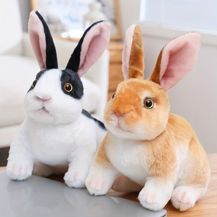 6.29in Lifelike Cute Rabbits Plush Toy - Realistic Bunny Simulation Model, 16cm Photo Props for Birthday, Home Decoration, Easter, Christmas, and Halloween Gifts