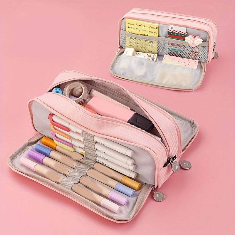 Large Capacity 3-Layer Pencil Case for Students: Japanese/Korean Style Multifunctional Pencil Bag