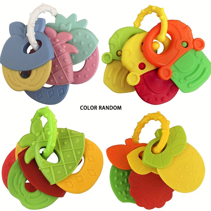 Baby Teething Toys, Silicone Baby Teether Freezer, Teether Keys, Fruit Shape Teether Set For Infant Boys And Girls easter gift