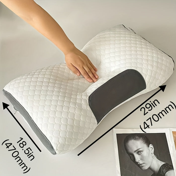 Buy 1 Get 1 Free, Total Of 2pcs Soft Knitted Massage Neck Pillow - Adjustable Ergonomic Orthopedic Contour Support, High Quality Pillow Core, Removable Cover for Sleeping Comfort