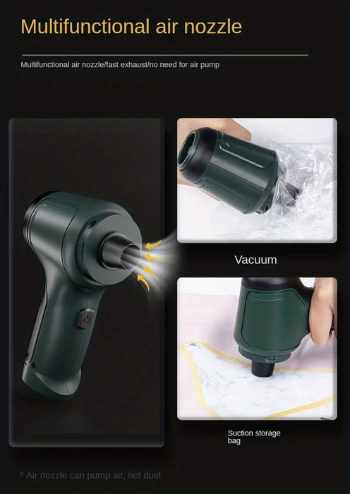 3-in-1 Wireless Vacuum Cleaner: Powerful Suction, Air Extraction & Dust Blowing for Home & Car Use