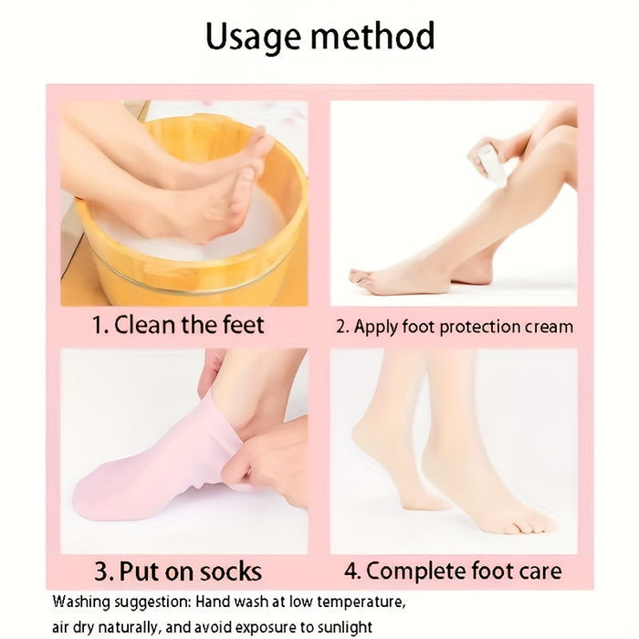 [Moisturizing Socks] Silicone Moisturizing Spa Socks | 1 Pair | Silicone | High Elasticity, Reusable, Non-Slip Gel Heel, Formaldehyde-Free | Overnight Use, Home Foot Care