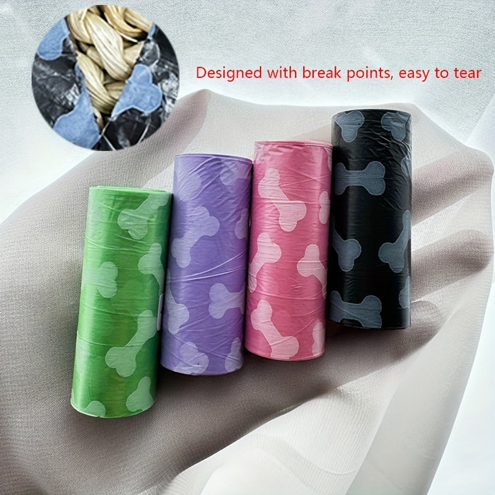 60-pack 60-Pack Leak-Proof Bone-Printed Dog Waste Bags, Durable Polyethylene, Easy Tear, 2kg Load Capacity for Outdoor Pet Cleanup