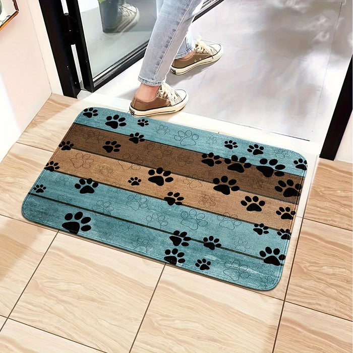 1pc Waterproof Dog Paw Print Doormat, Absorbent & Quick-Drying Dog Rug with Non-Slip Backing for Muddy Paws Entrance
