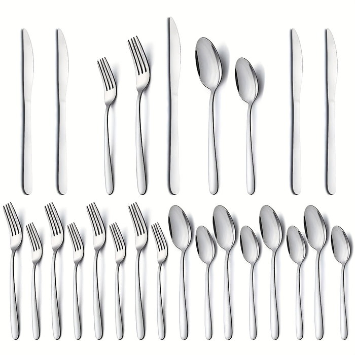 20pcs Food-Grade Stainless Steel Flatware Set, Silverware Set Includes Forks, Spoons And Knives, Utensils Set For Family/Party/Restaurant, Dishwasher Safe, Suitable For Holiday Gift-giving