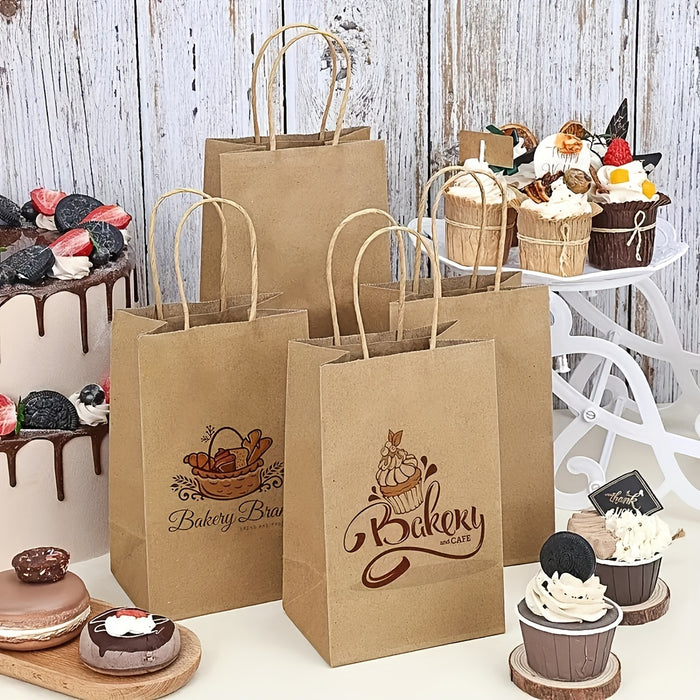 10pcs Brown Kraft Paper Gift Bags with Handles - Versatile & Reusable for Crafts, Groceries, Small Businesses, Birthdays, Weddings & Parties
