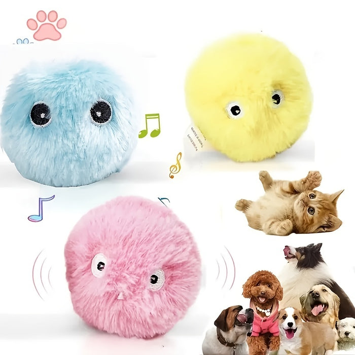 Interactive Cat Plush Ball with Squeaky Toy for Pet Training and Fun