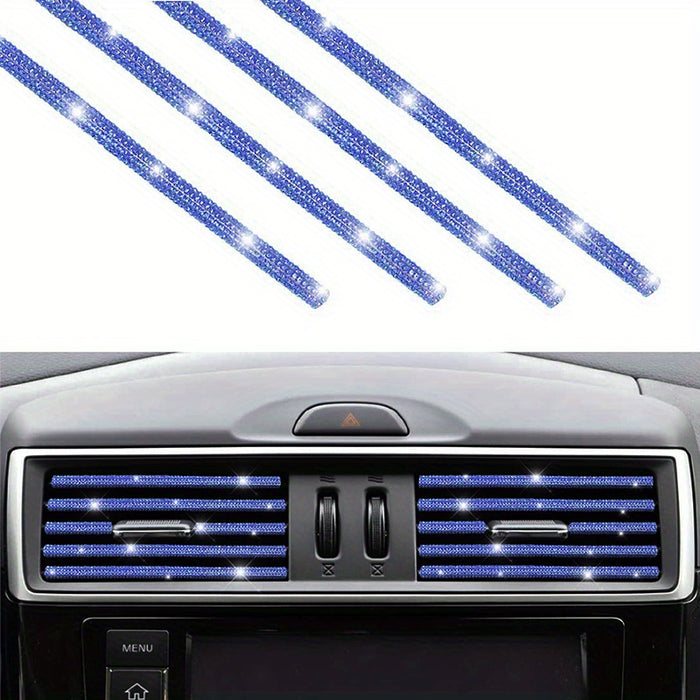 4pcs Rhinestone Car Air Vent Trim, 4 Pcs Bendable Air Conditioner Decoration for Women, Universal Interior Accessories
