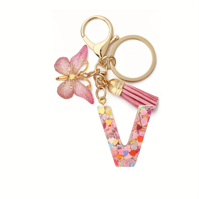 1pc Initial Letter Keychain Pendant Resin Letter Keychain Purse Backpack Accessories