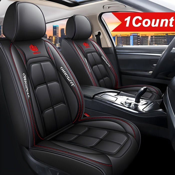 1pc ORIGINAL Blue & Black PU Leather Car Seat Cover - Durable, Breathable, Easy Installation, All-Season Protection - Premium Interior Upgrade for Front Seats