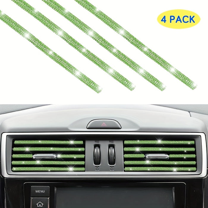 4pcs Rhinestone Car Air Vent Trim, 4 Pcs Bendable Air Conditioner Decoration for Women, Universal Interior Accessories