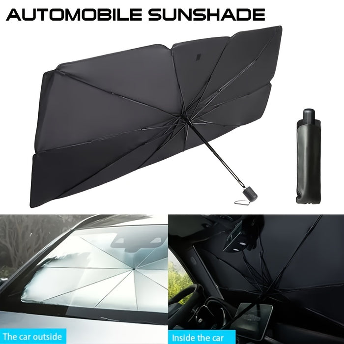 1pc Universal Foldable Car Windshield Sunshade, 140x80cm, Black, Portable for SUV, Off-Road Vehicles