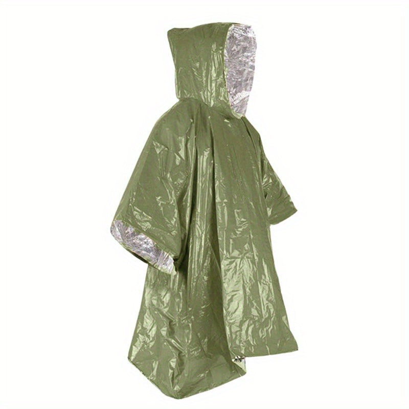 Portable Waterproof Survival Raincoat with Reflective Blanket for Camping and Hiking