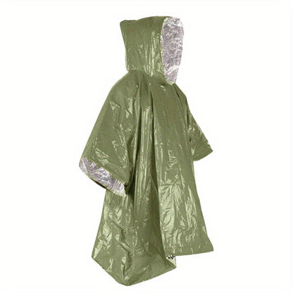 Portable Waterproof Survival Raincoat with Reflective Blanket for Camping and Hiking