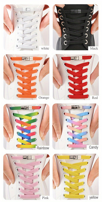1 pair 2pcs 2pcs 2-Pack Free-Tie Shoelaces with Buckles for Sneakers and Canvas Shoes