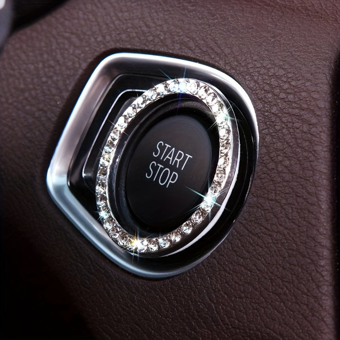 Car One-Button Start Rhinestone Ignition Ring Decoration, Thanksgiving Christmas New Year Gift